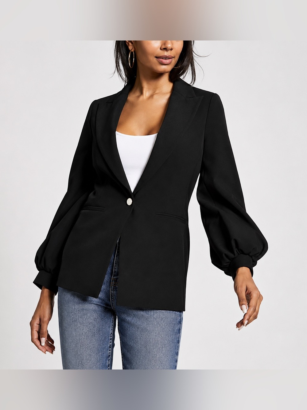 River island black ballon sleeve blazer